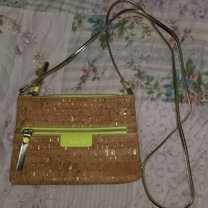 Lilly Pulitzer cork gold lime green bag crossbody